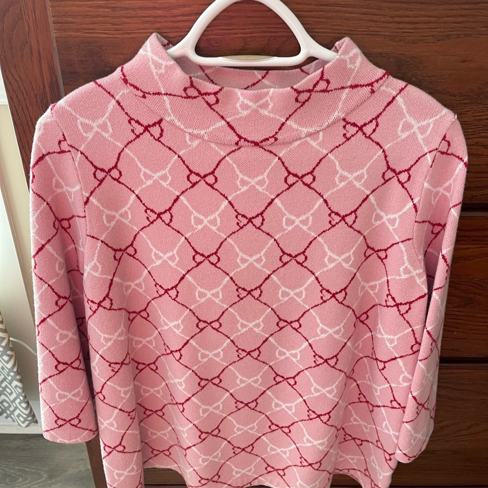 Pink and Red Patterned Women's Sweater